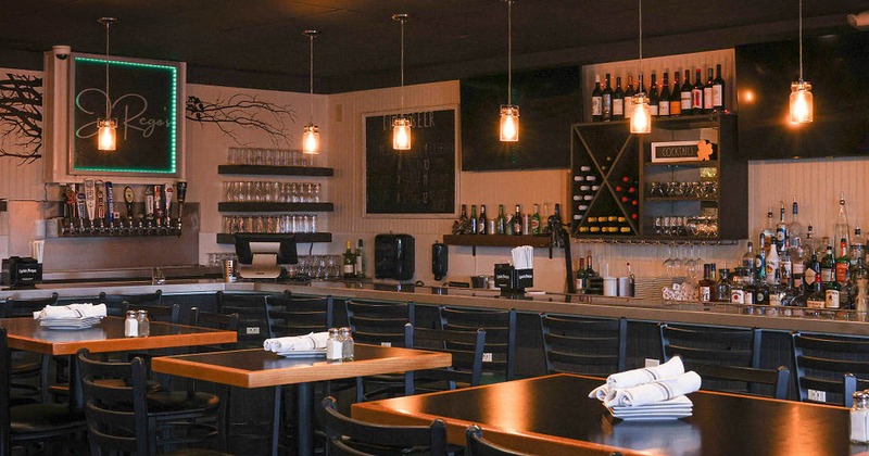 Interior, dining tables and bar