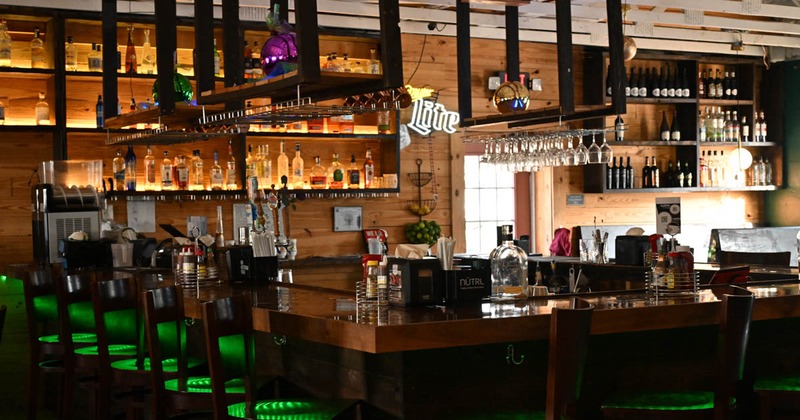 Interior, bar and bar stools