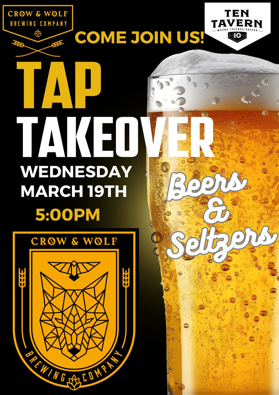 🍻 Tap Takeover: Crow & Wolf Brewery at Ten Tavern! 🍻 event photo