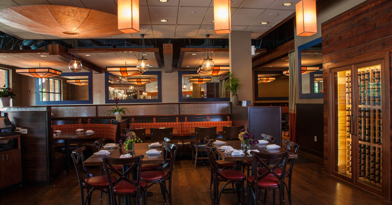 Interior, tables ready for guests