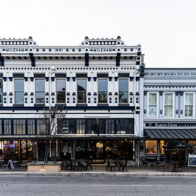 Exterior, front view to restaurant.