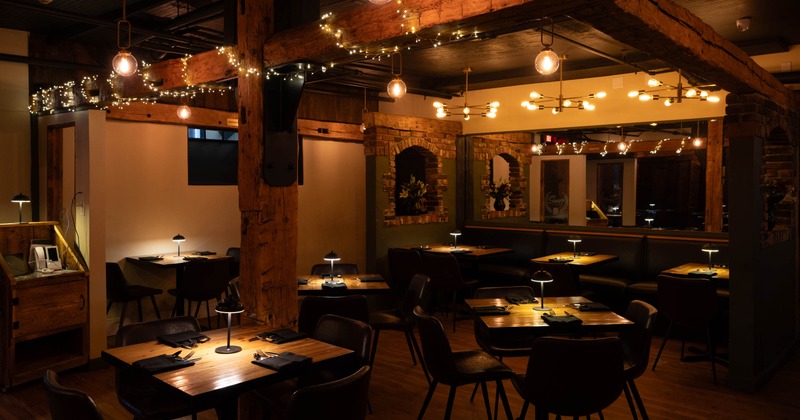 Dining area, set tables ready for guests