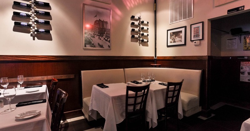 Seating booth, tables and chairs