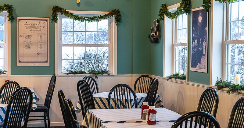 Interior, seating area, New Year's decoration on the wall