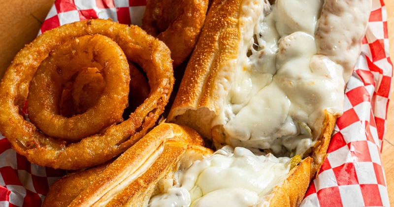 Philly Steak and onion rings