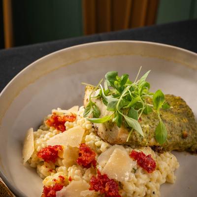 Creamy Herb Orzo and Mahi.