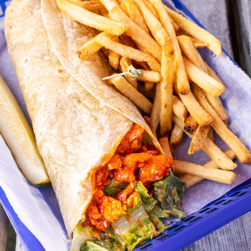 Buffalo Chicken Wrap with fries