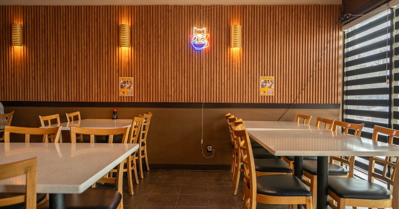 Interior, tables and chairs