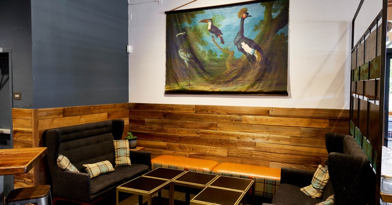 Interior, seating area near the wall