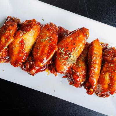 Served chicken wings.