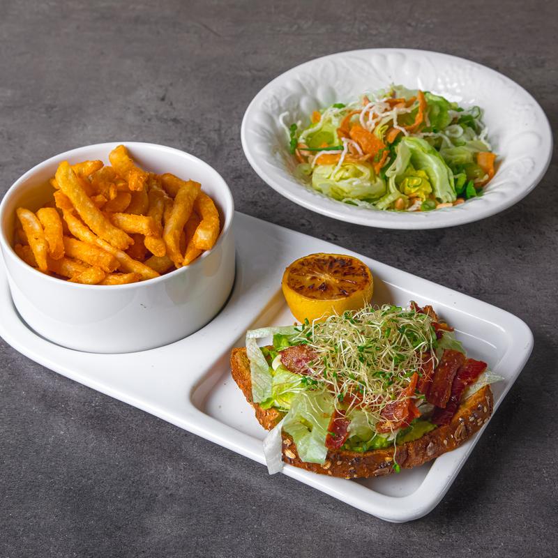 menu item 77 of 111, 1/2 Open Faced Avocado Toast Trio Special 1/2 Open Faced Avocado Toast Trio Special