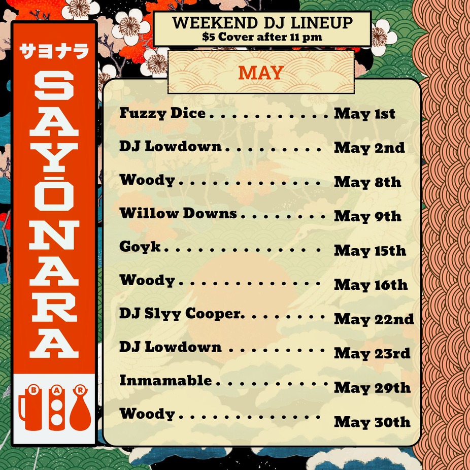 Sayonara DJ Lineup - May event photo