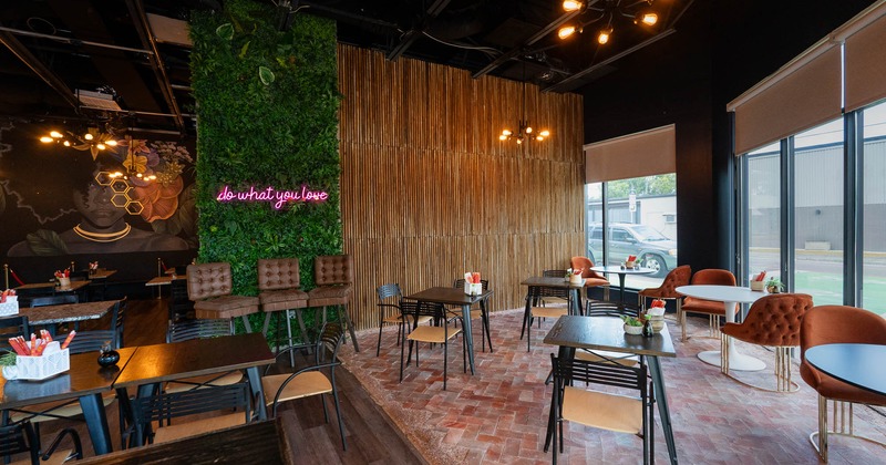 Interior, seating area near windows