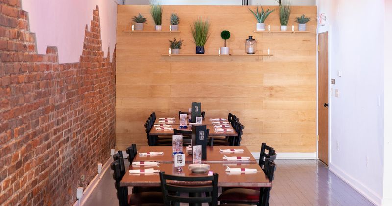 Interior, a row of tables