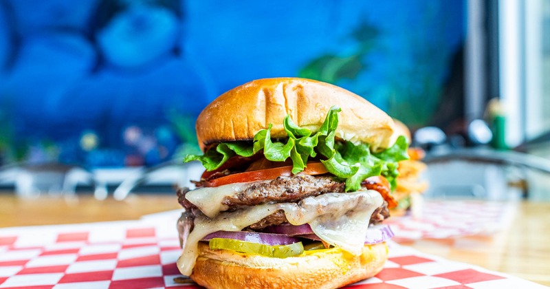 The great white burger, side view