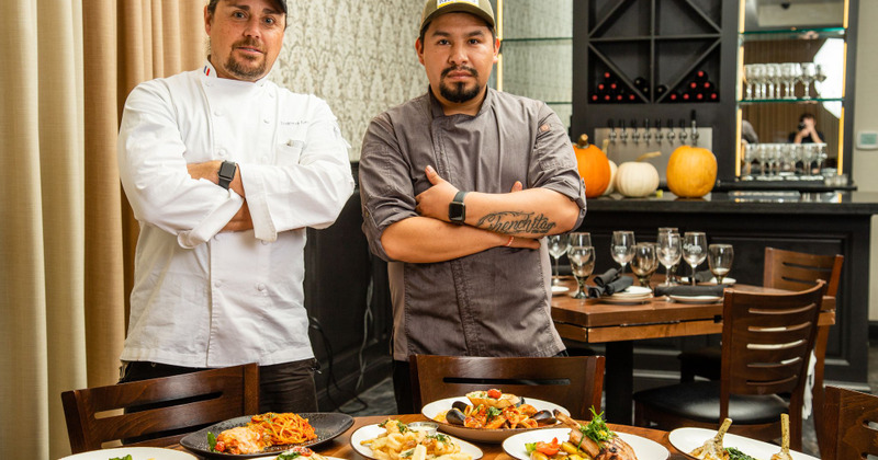 Interior, tables ready for guests