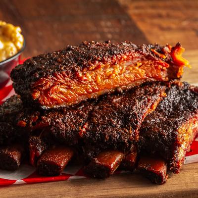 Smoked pork ribs.
