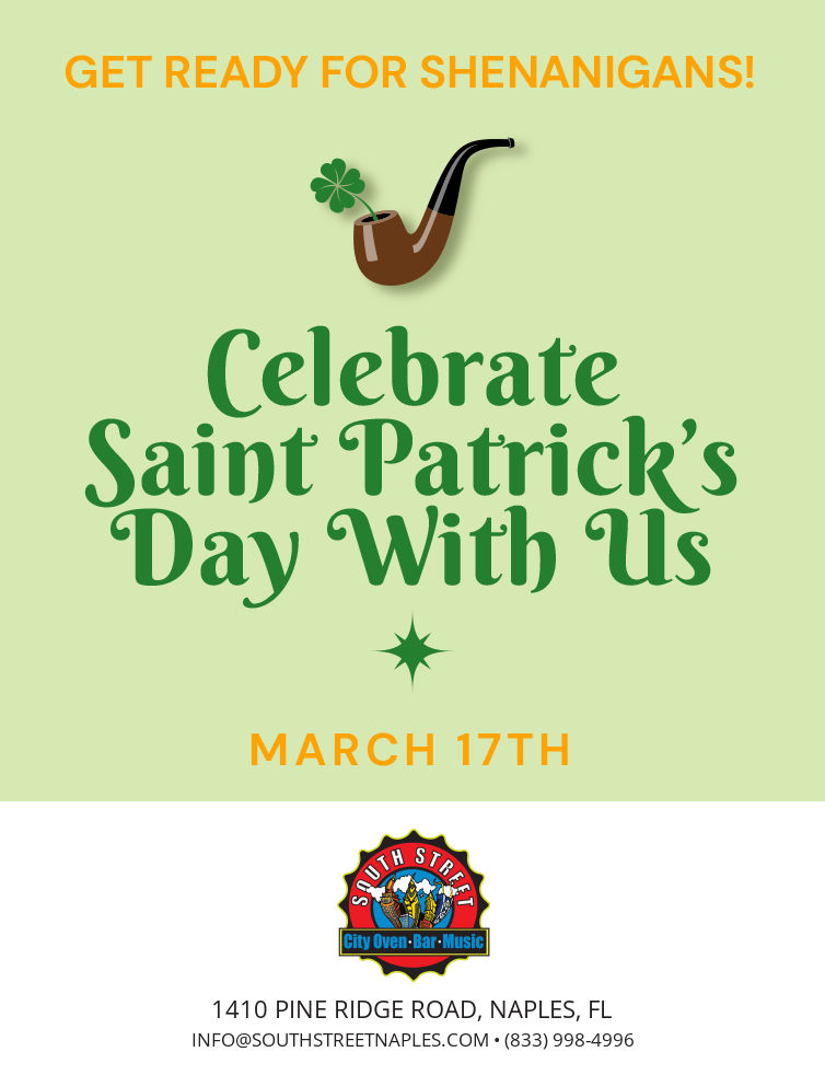 Celebrate Saint Patrick Day with us.  Food and Drink Specials