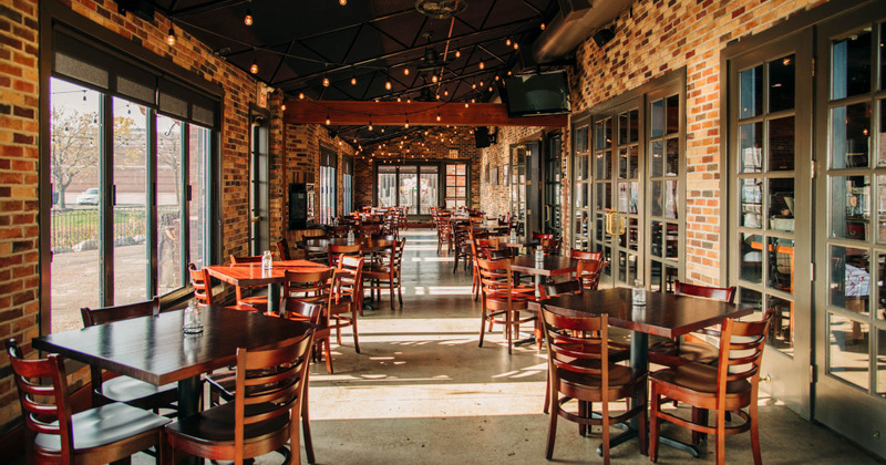 Interior, tables ready for guests