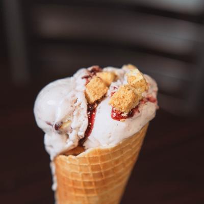 Blueberry Cheesecake Cone, close-up.