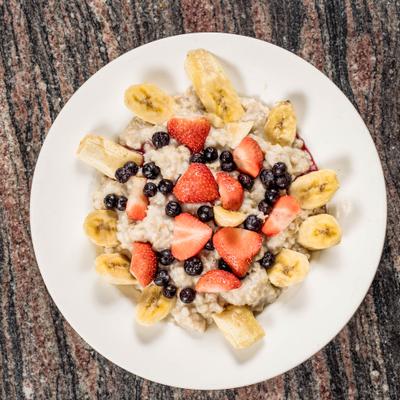 Irish Oatmeal, with bananas and berries.