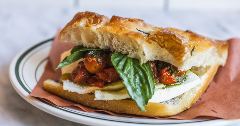 Caprese sandwich, served