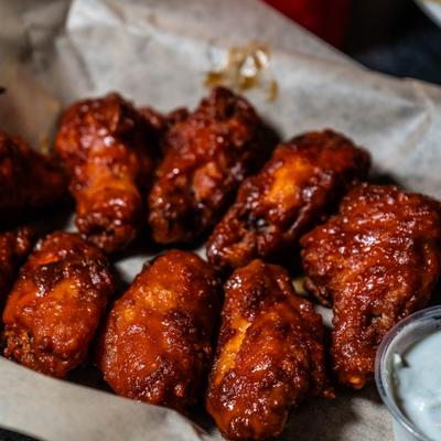 Breaded bone-in Chicken Wings.