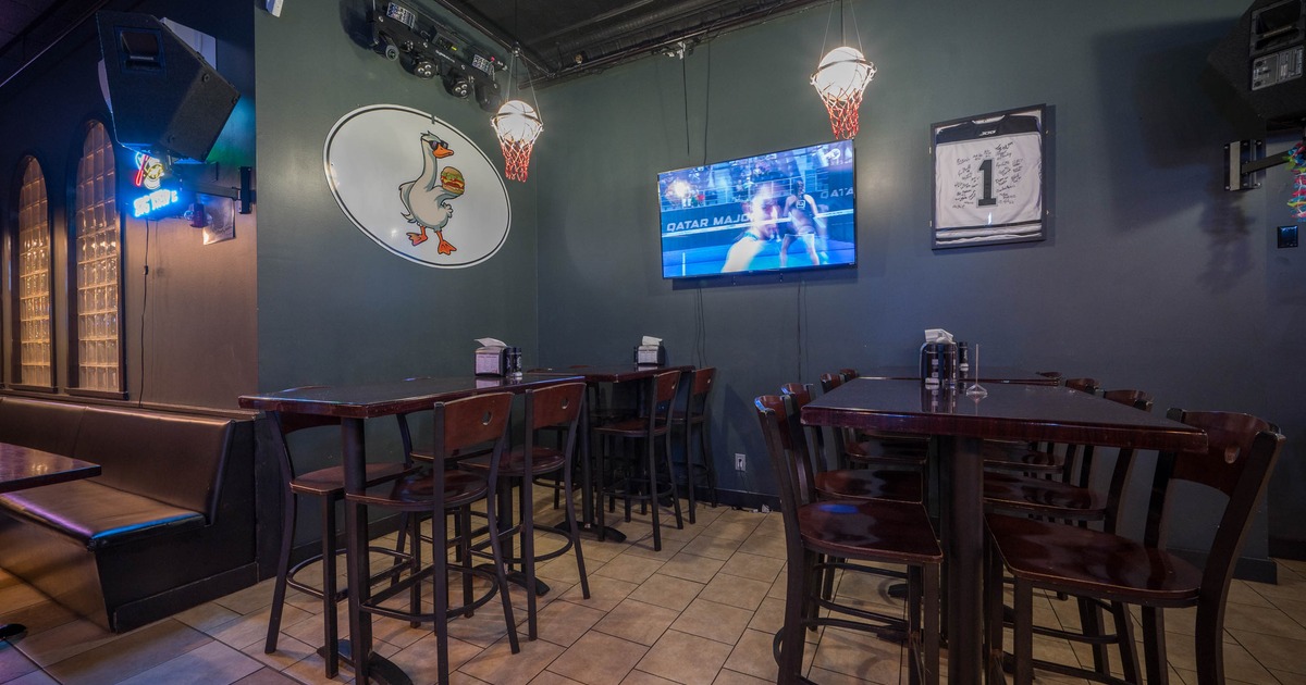 Interior, tall tables and bar stools
