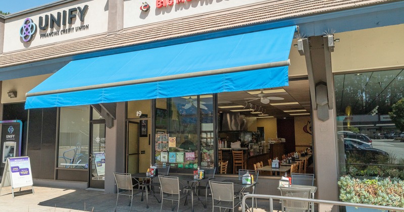 Covered outdoor seating area