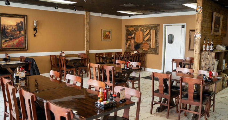 Dining area, tables ready for guests