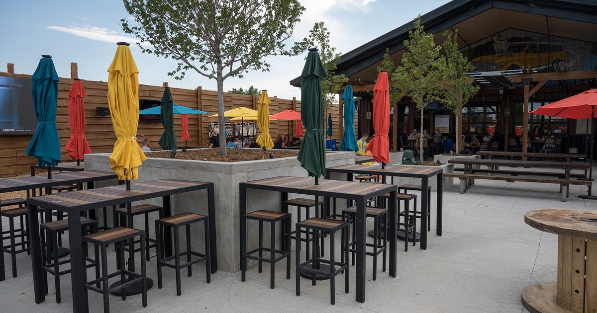 Tables and chairs outside