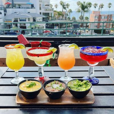 Various cocktails and dipping sauces.