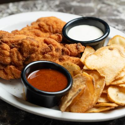 Chicken strip basket, closeup.