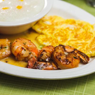 Shrimp, eggs and grits