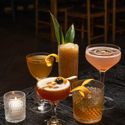 Variety of cocktails served on the table.