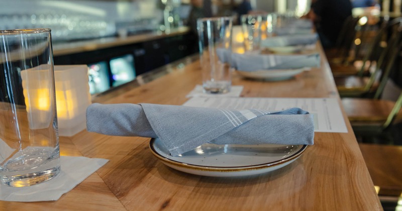 Diner set up on a bar table