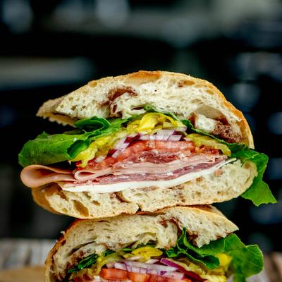 The Bucciarelli sandwich with the works on ciabatta and oil and vinegar.