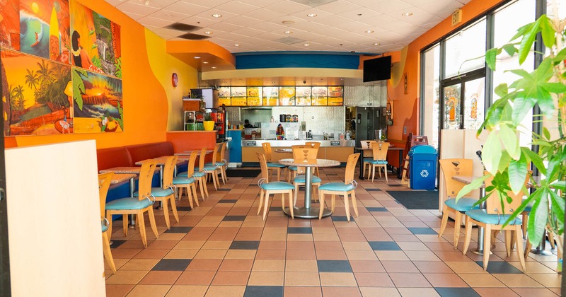 Interior, wide view, dining area