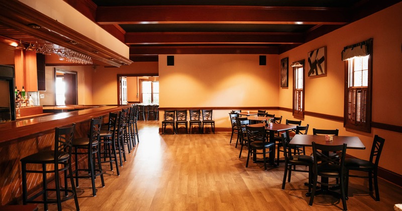 Interior, bar and dining tables