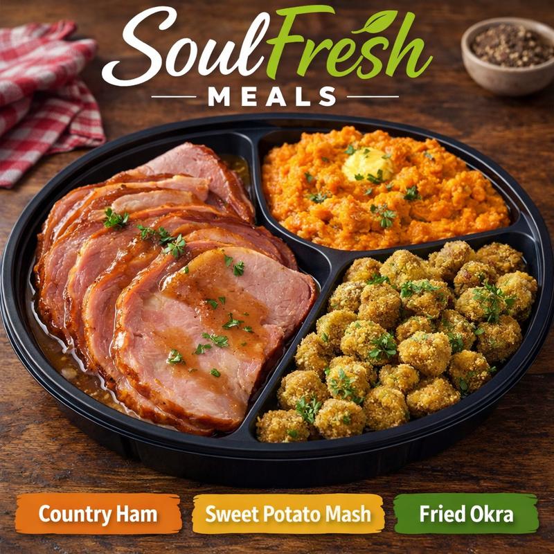 menu item 26 of 43, Country Ham | Sweet Potato Mash | Fried Okra