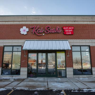 Restaurant storefront with Kai Sushi sign.