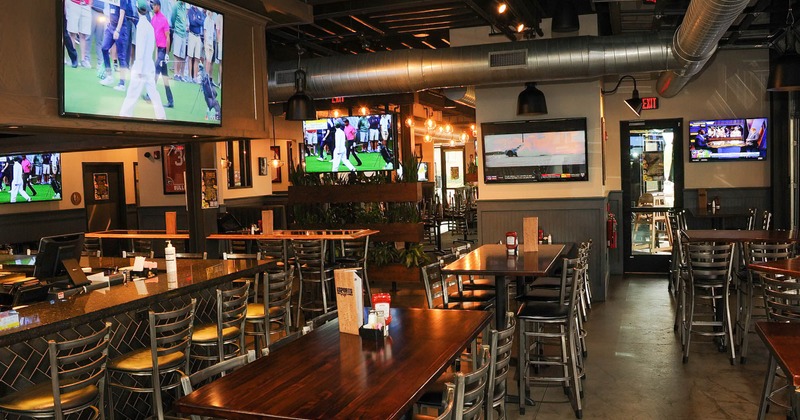 Interior, tables and seating area, the bar