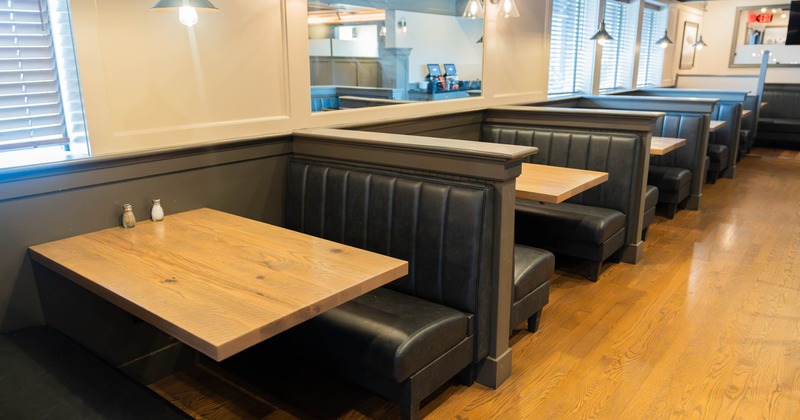 Interior, dining area with leather benches
