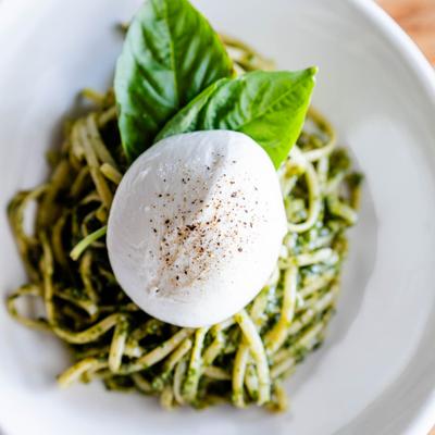 Pesto and Burrata.