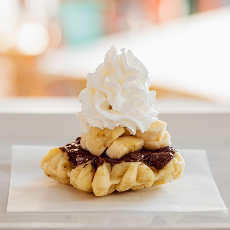Liège Waffle with Banana, Nutella® and Whipped Cream photo
