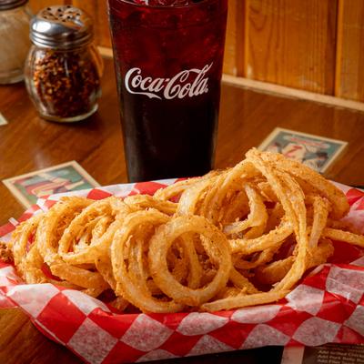 Onion Rings, hand-cut, fried golden, served with ranch