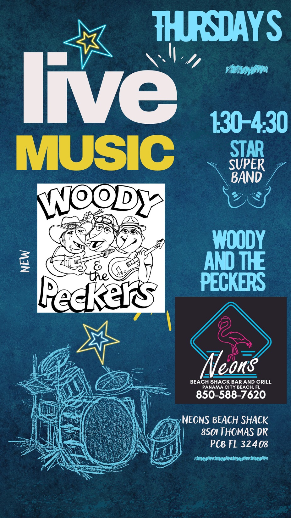 Woody and The Peckers Thursday at 12:30 event photo