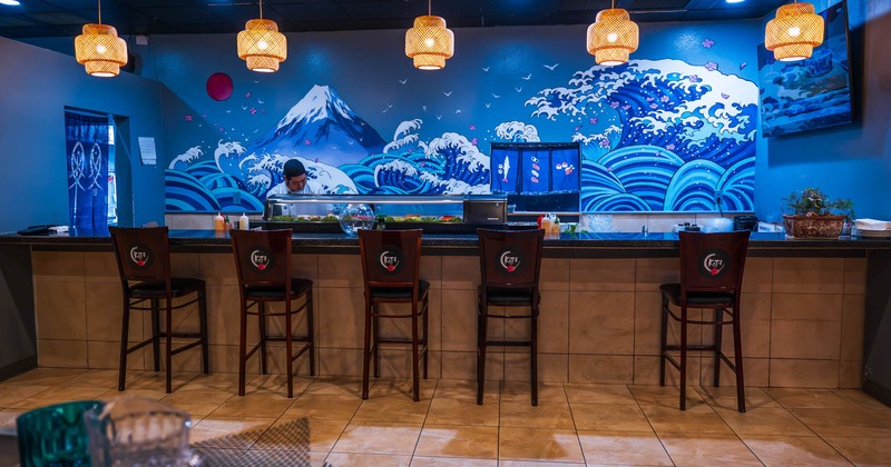 Bar area with bar stools