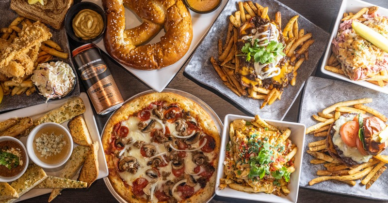 Several dishes served, top view