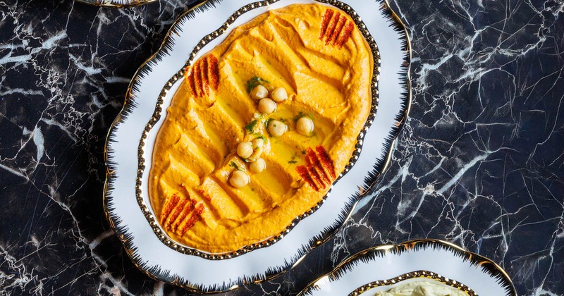 Various of different dipps, served